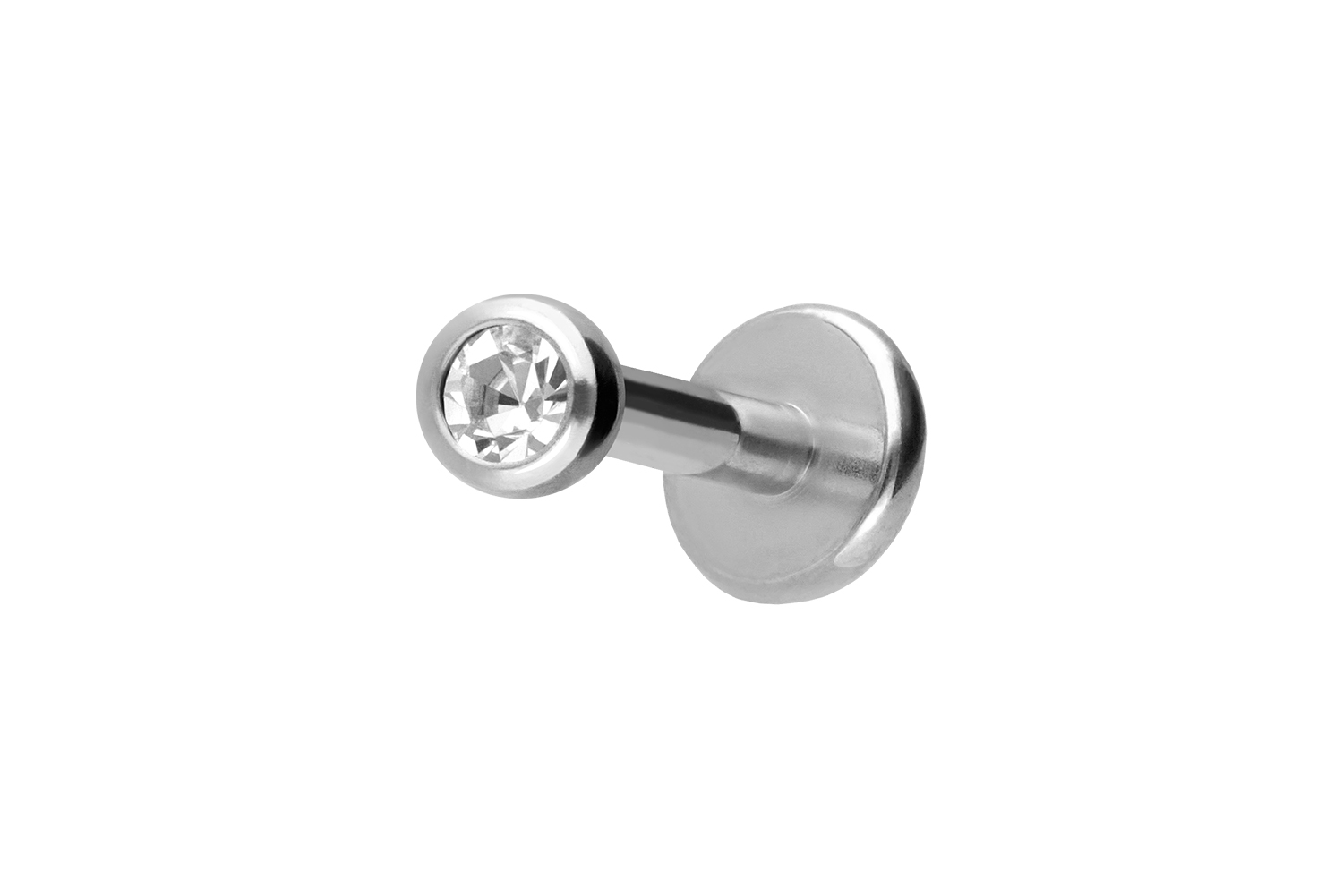 Titan Labret Piercing mit Innengewinde KRISTALL